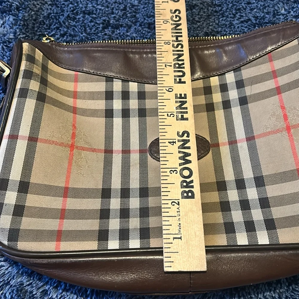 Authentic Burberrys Shoulder Bag Nova Check Shadow Horse Leather Brown Women - Picture 3 of 8